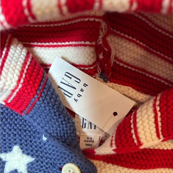 BABY GAP red white blue flag sweater hood w/ears 100% cotton. NWT. 0-3 months - Picture 4 of 4